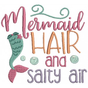Mermaid Hair and Salty Air Marine Filled Machine Embroidery Design Digitized Pattern